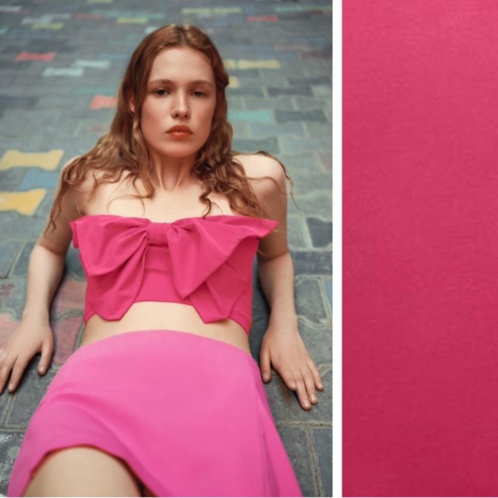 ZARA NWT Pink Bow Tube/Crop Top